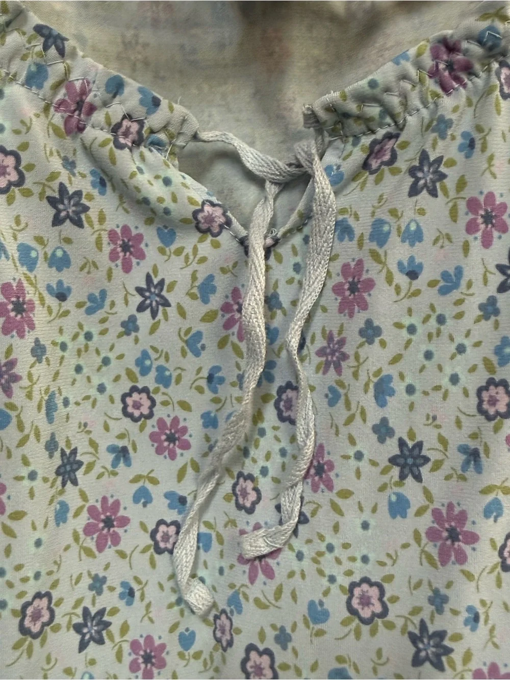 Girls Old Navy Light Blue Floral Tie-Front Short Sleeve Top